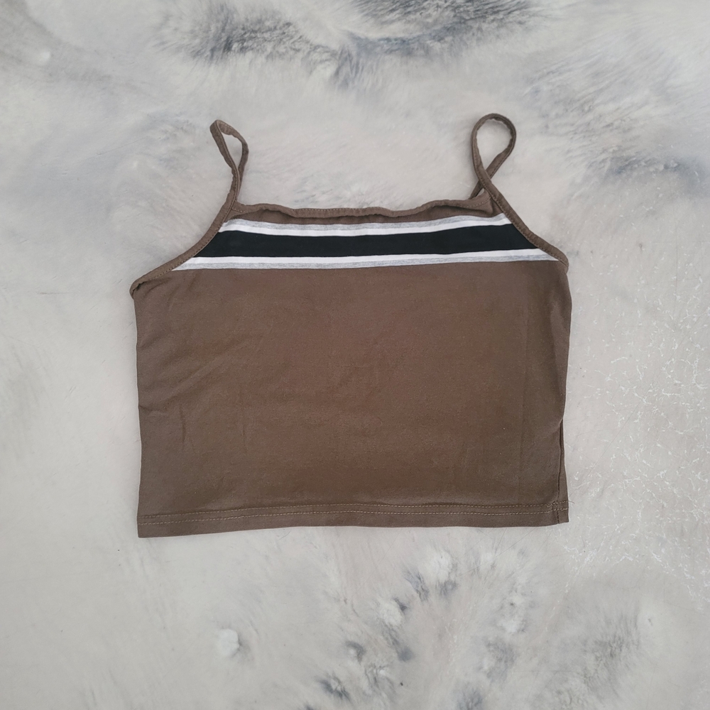 Cotton On Brown Camisole with Black and White Stripes